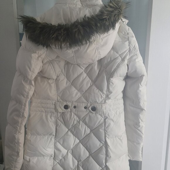 Espirit White Long Puffer Down Filled Ladies Winter Coat with Removable Hood - Picture 7 of 16